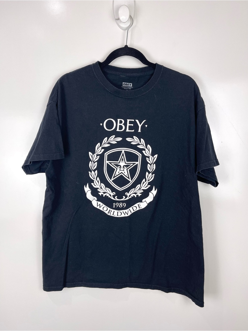 Obey Worldwide Graphic T-Shirt Men’s Size XL Black Short Sleeve Crewneck Tee